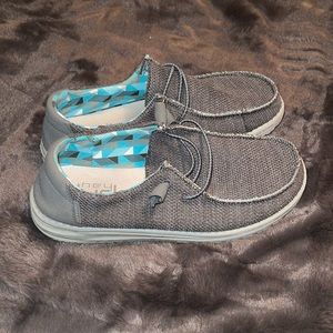 Hey dude brand slip on shoes. Cute gray slip on shoes, super comfortable.